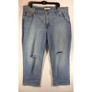 Levi's Boyfriend Jeans Plus Size‎ 20W Distressed Light Wash Straight Leg Denim